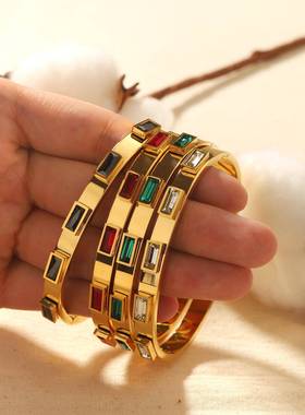 网红款镶钻锆石钛钢bracelet 手饰女affordable luxury 高级感fas