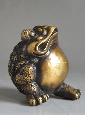 纯铜招财三腿金蟾摆件