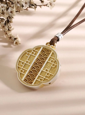 8742号 足银999.9国潮风描金珐琅彩山茶花项链新中式国潮项链