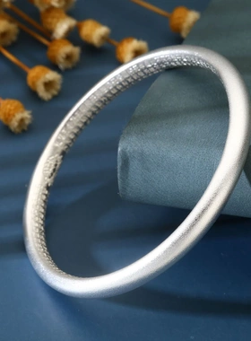 6645号 足银9999闭口古法心经手镯戴手寓意礼物时尚品复古风爆款