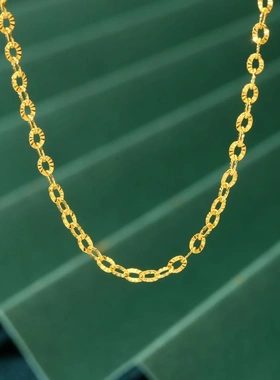 8090号足银9999电镀黄金车花十字链锁骨O字菠萝花项链工厂爆款