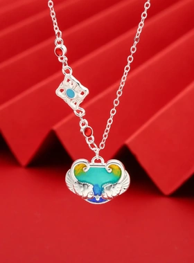 6560号足银990珐琅遇上锦鲤锁包项链新款高级设计感小众锁骨链ins