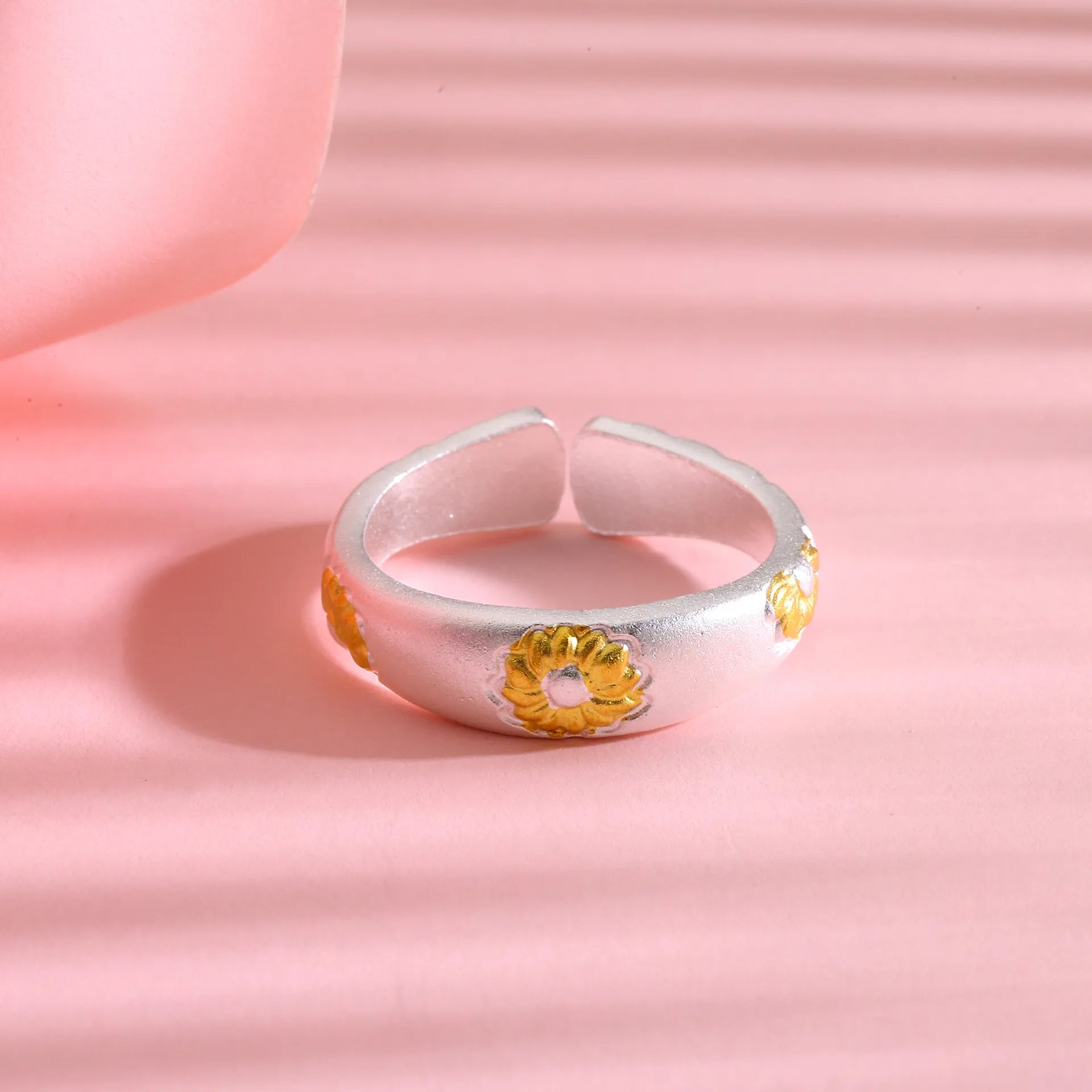 8624号足银 999.9 金灿灿向日葵戒指高级新中式太阳花民族风手环 - 图1