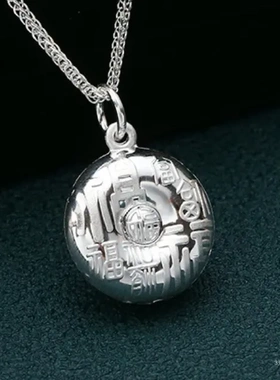 5916足银999百福平安扣吊坠纯银精工福字空心银坠子直播引流爆款