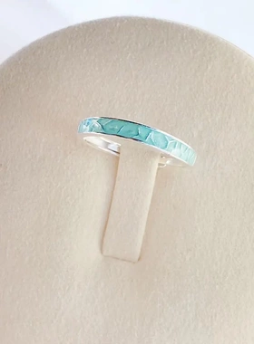 足银990雨落江南青花瓷色戒纯银戒指女男中国风小众款情人节戒指