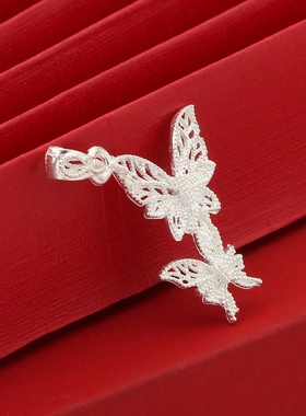 7463号足银990花丝镂空双蝴蝶吊坠清新优雅森系引流款式直播爆款