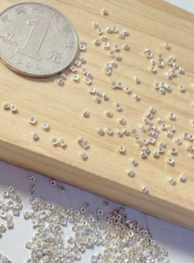 S925纯银碎银几两隔珠 素银三角几何散珠DIY手链项链串珠配件