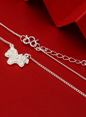 7758号足银999.9碎冰冰天使木马项链小众锁骨链卡通可爱直播爆款