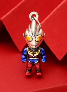 足银999烤蓝奥特曼吊坠烧蓝工艺六一儿童节挂件直播爆款