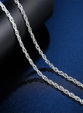 足银990四方水波链纯银项链女锁骨链细链子麻花素链颈链直播爆款