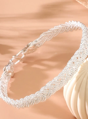 8544号足银990手工编制麻花手镯莫比乌斯手镯直播爆款