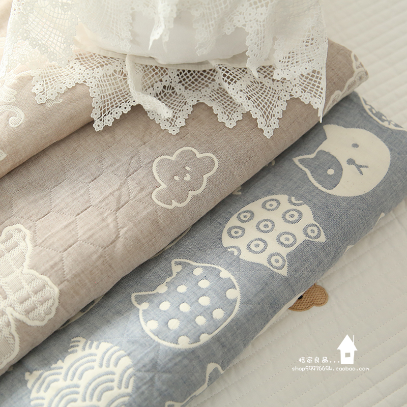 日式和风水洗全棉保暖夹棉色织纯棉布料衣服被罩床笠床品手工面料