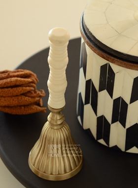 印度进口做旧法式复古金属铃铛摆件咖啡店样板间黄铜桌面装饰品