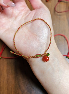 马年苹果手作编织手工ins编绳甜美手链小众成品闺蜜调节手绳礼物