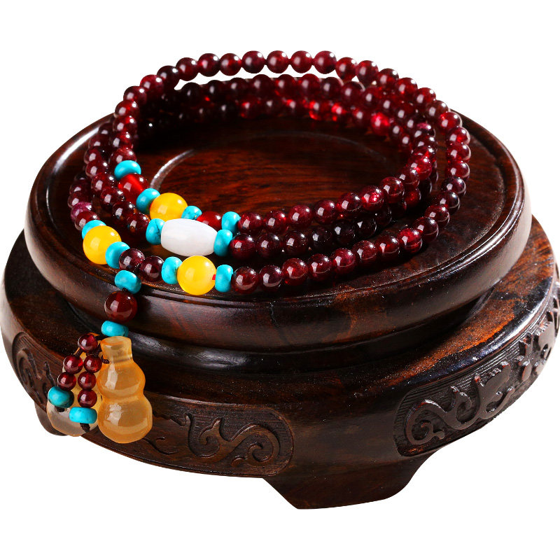 天然酒红紫牙乌石榴石 彩想手链