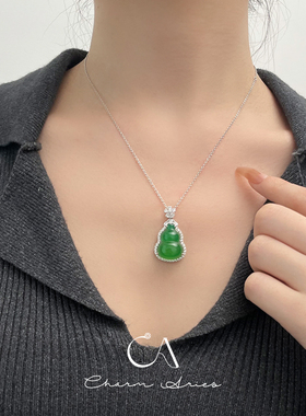 绿玉髓S925纯银锁骨链女复古项链
