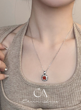 s925纯银豹纹芬达方糖项链锁骨链