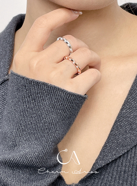 女S925纯银时尚冰块飞碟钻戒戒指