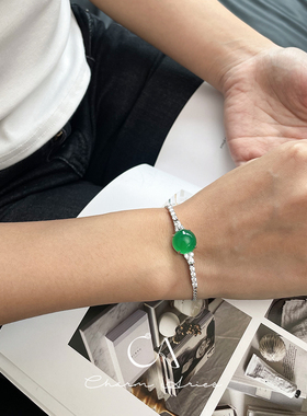 女生S925纯银绿玉髓高级百搭手链