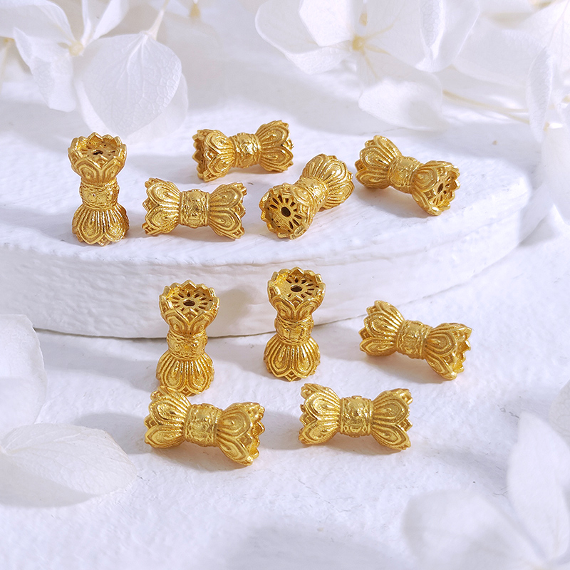 S925银镀金糖果配件隔珠筒珠项链收尾扣串珠手链DIY编绳间隔配件 - 图1