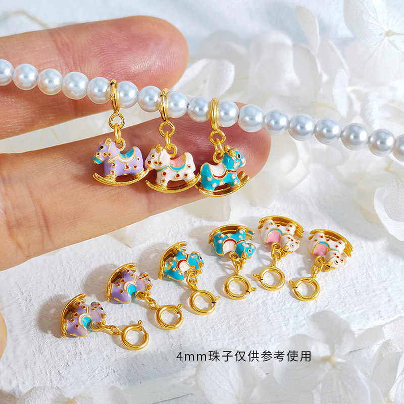 S925银镀金古法烧蓝旋转木马吊坠挂坠项链手链提溜编绳DIY配件,淘宝优惠券,粉丝福利购,淘宝优惠卷