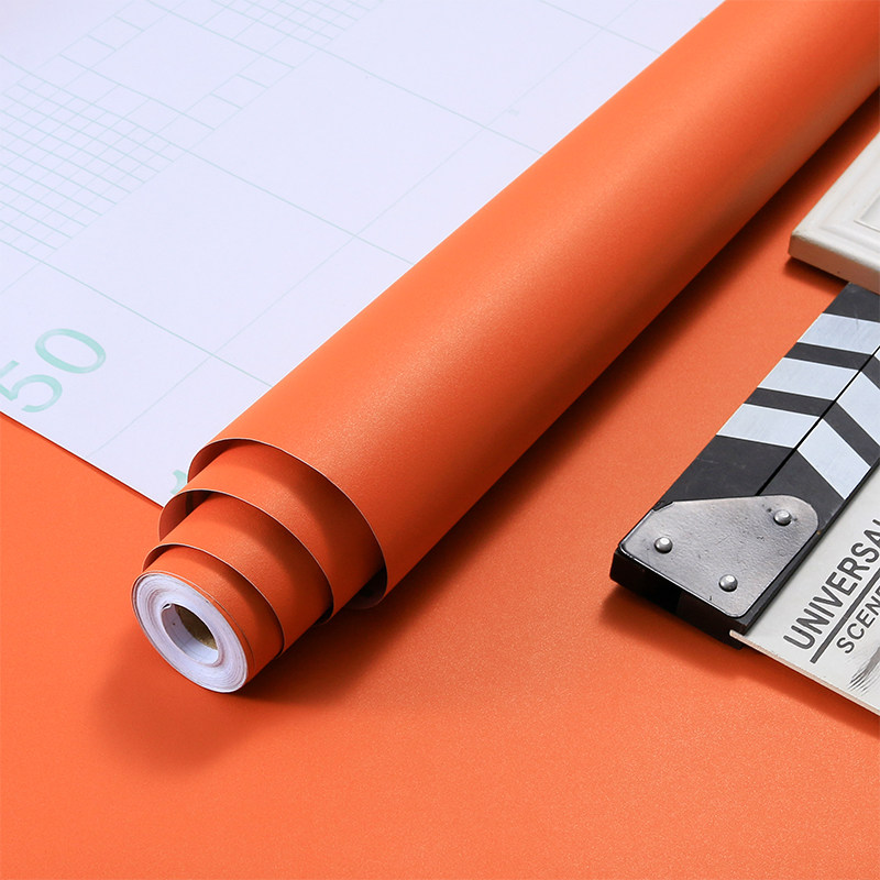 爱马仕橙色墙纸自粘pvc背景墙贴纸脏橘色防水可擦洗壁纸寝室家用5,淘宝优惠券,粉丝福利购,淘宝优惠卷