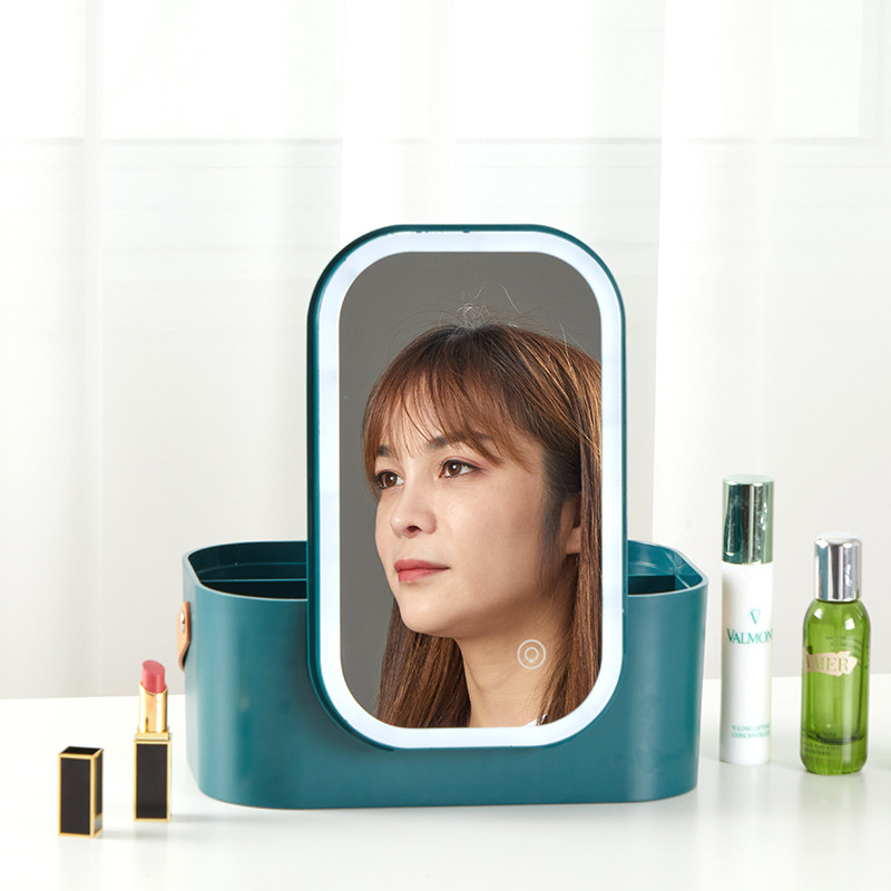 品收纳盒带镜子一体桌面防尘大容量梳妆收纳品,淘宝优惠券,粉丝福利购,淘宝优惠卷