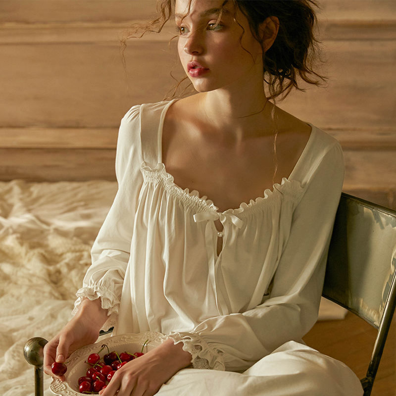 尘熙原创春秋性感宫廷长袖蕾丝睡裙 尘熙睡裙