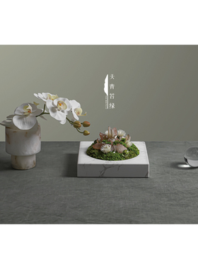 大理石水晶青苔摆件样板间酒店