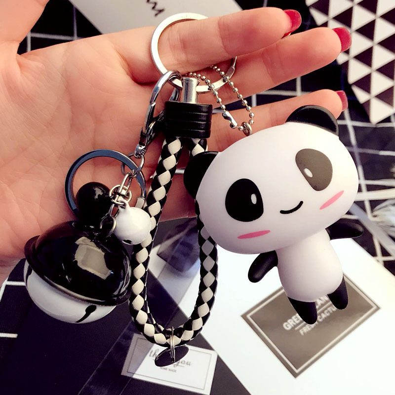 卡通情侣汽车钥匙扣女韩国创意铃铛小挂件可爱包包钥匙圈环链礼品
