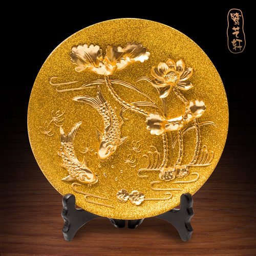 金箔年年有余鱼摆件客厅玄关装饰搬家礼物乔迁新居礼品送朋友高档 - 图1