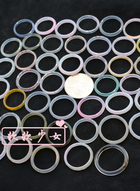 超细女式指环玛瑙石玉髓桃花少女