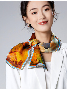 真丝丝巾围长条飘带100%桑蚕丝女
