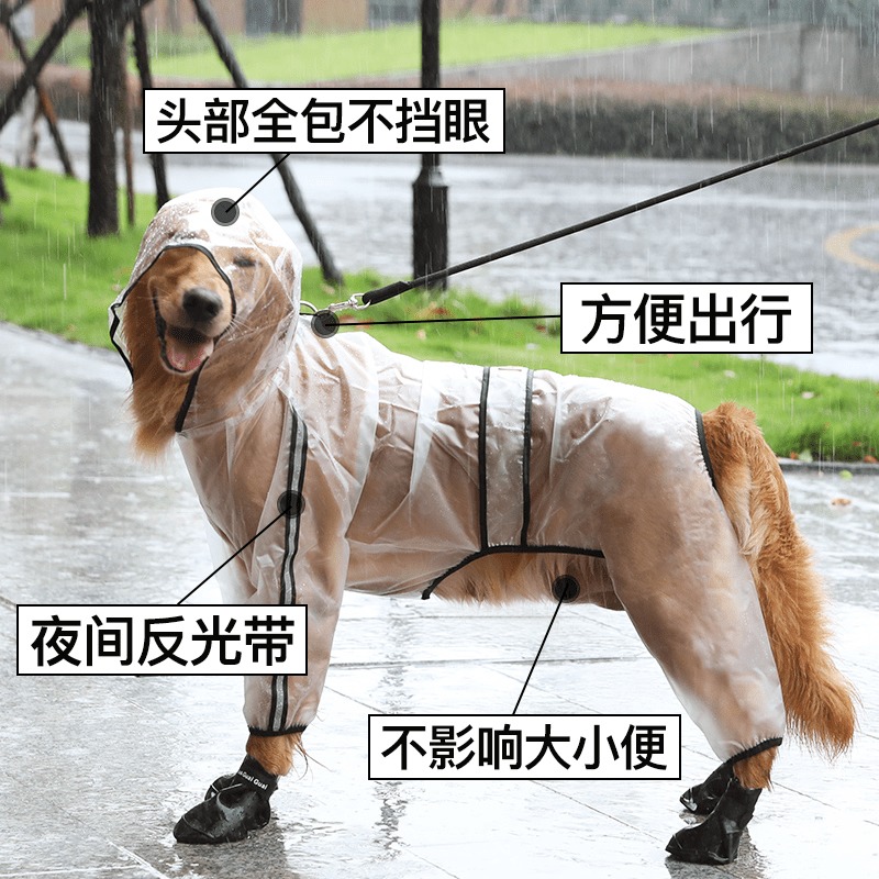 狗狗雨衣拉布拉多小狗金毛雨披四脚大狗中型大型犬狗柴犬宠物衣服 - 图1