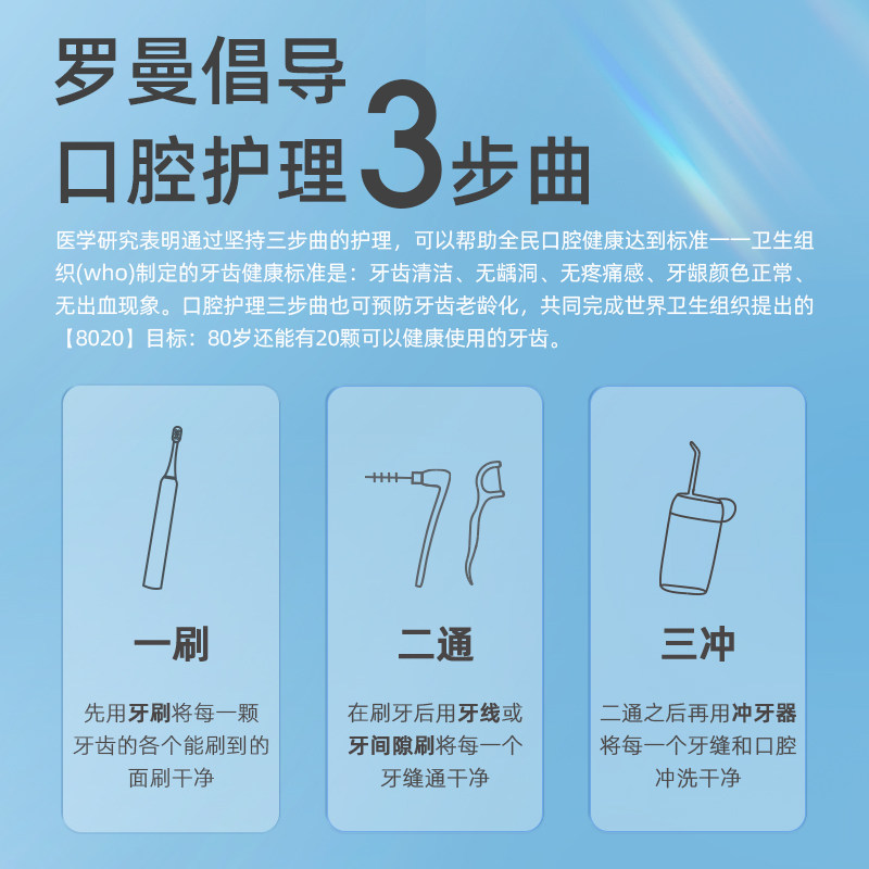 罗曼电动家用便携式洁牙器官方牙刷 罗曼个人护理电动牙刷