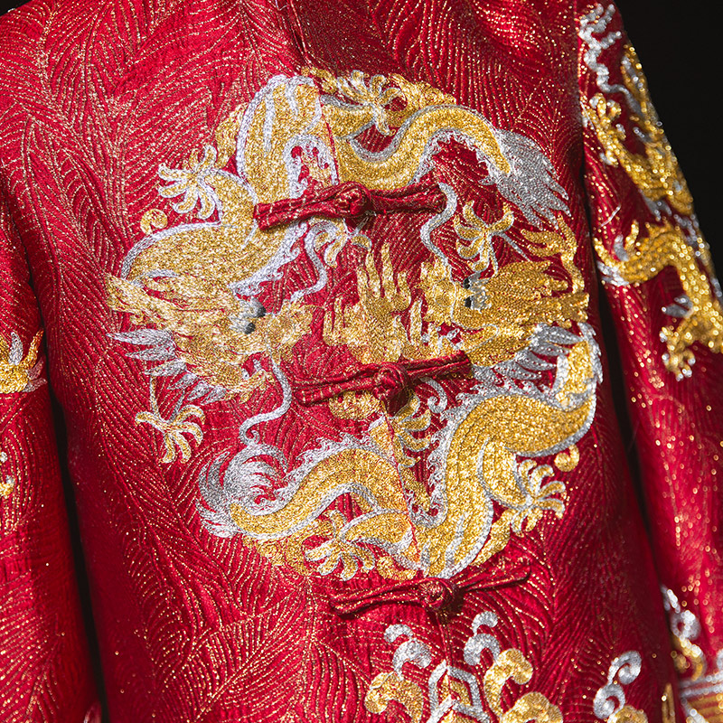 新郎装中式秀禾服男士2020敬酒服 深麻民族服装