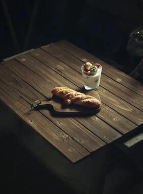 新款实用做旧实木老木板背景板复古美食摄影背景拍照桌面道具台面