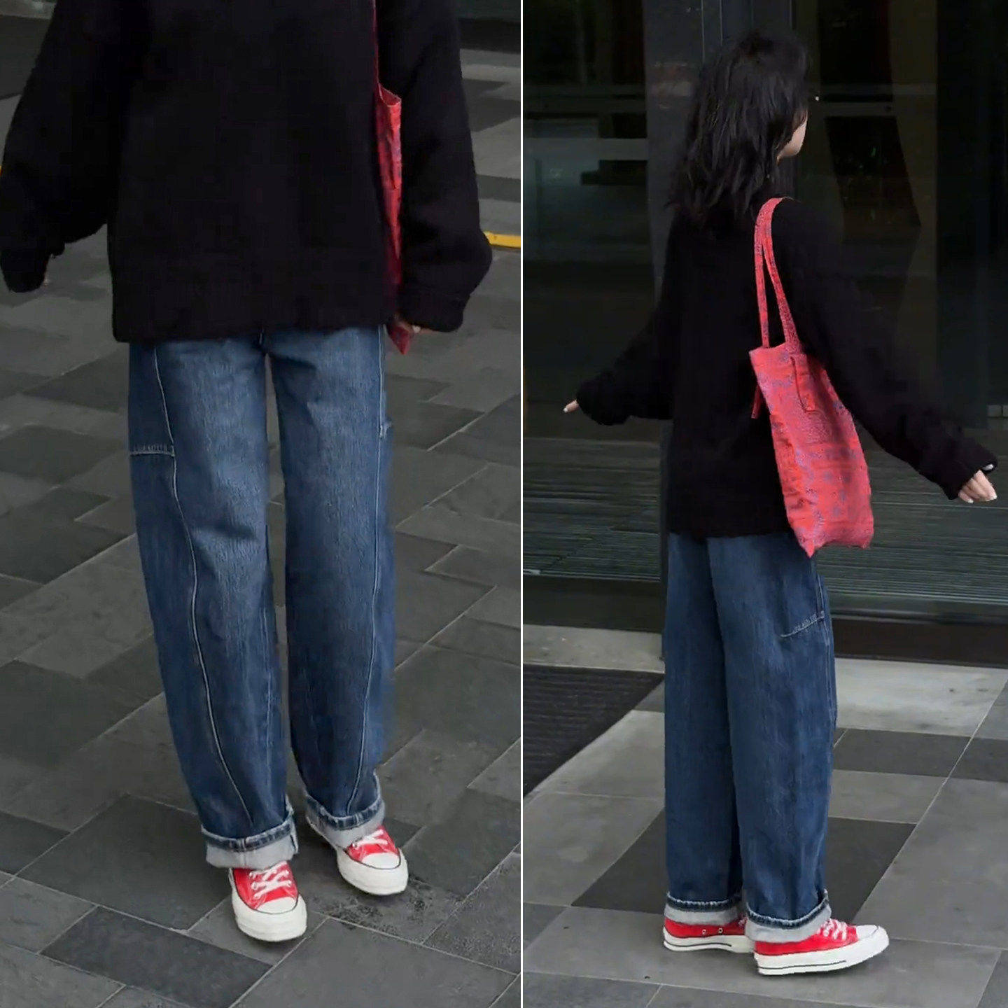 拉夏贝尔弯刀牛仔裤女裤子2025年冬季新款长裤宽松高腰加绒阔腿裤,淘宝优惠券,粉丝福利购,淘宝优惠卷