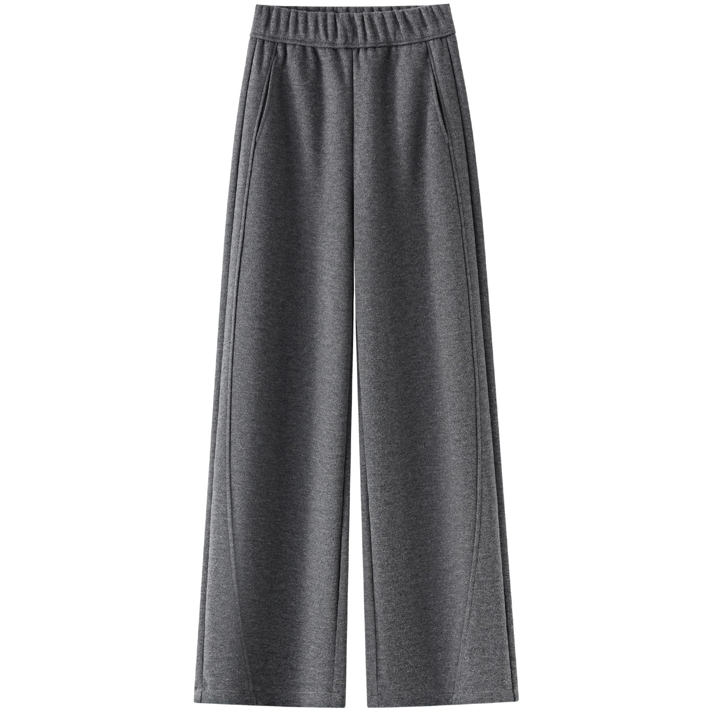 拉夏贝尔灰色羊绒弯刀阔腿裤女秋冬季2025款羊毛呢直筒窄版九分裤,淘宝优惠券,粉丝福利购,淘宝优惠卷