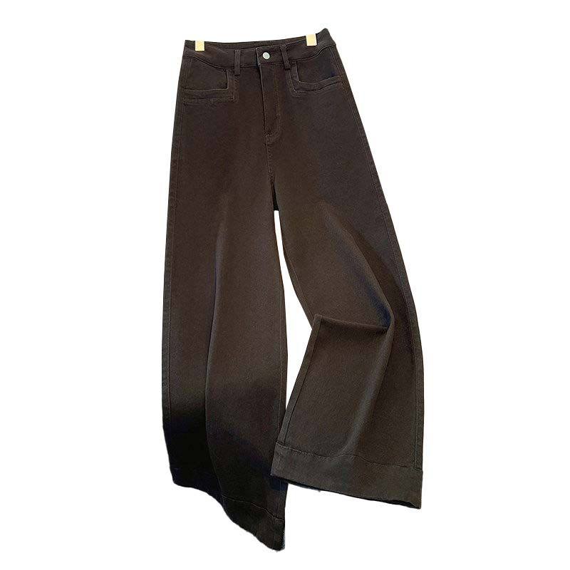 拉夏贝尔米白色加绒裤子女冬季2025款水洗棉小个子宽松百搭阔腿裤,淘宝优惠券,粉丝福利购,淘宝优惠卷