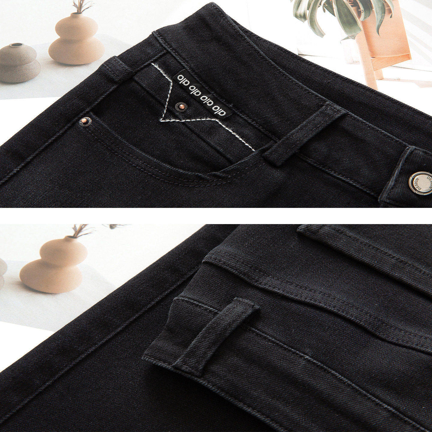 拉夏贝尔黑色微喇牛仔裤女春季2026新款爆款修身显瘦鱼尾喇叭裤子,淘宝优惠券,粉丝福利购,淘宝优惠卷