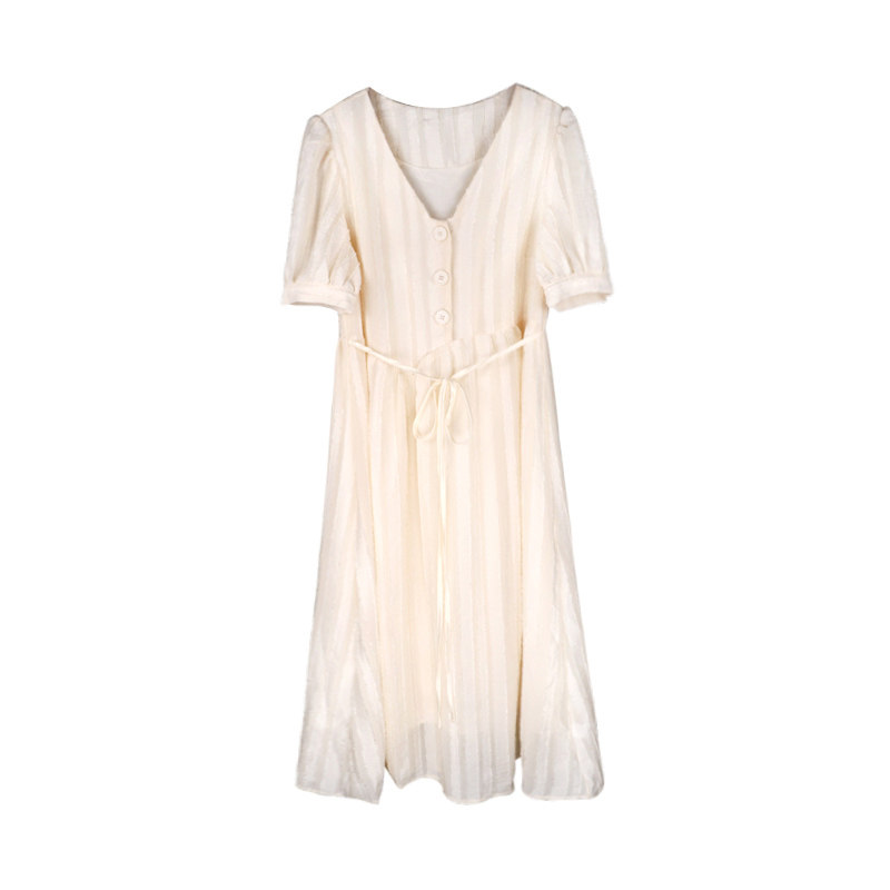 孕妇夏薄款蕾丝雪纺宽松显瘦遮肚 happymaman连衣裙