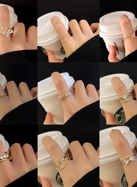 韩版ins风珍珠调节戒指