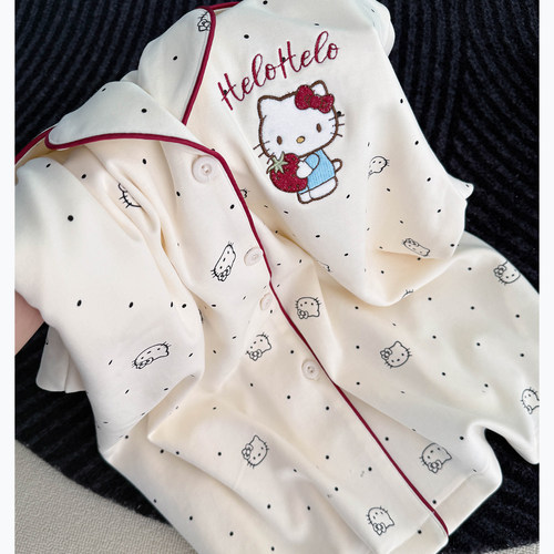 猫咪睡衣女款夏季纯棉短袖2026新款夏天全棉绸高级感家居服可外穿 - 图0