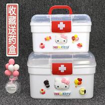 Medicine Box Home Big Number Small Cartoon Cute Medical Drugs Children Home Installed Large Capacity Containing Box Medicine Box