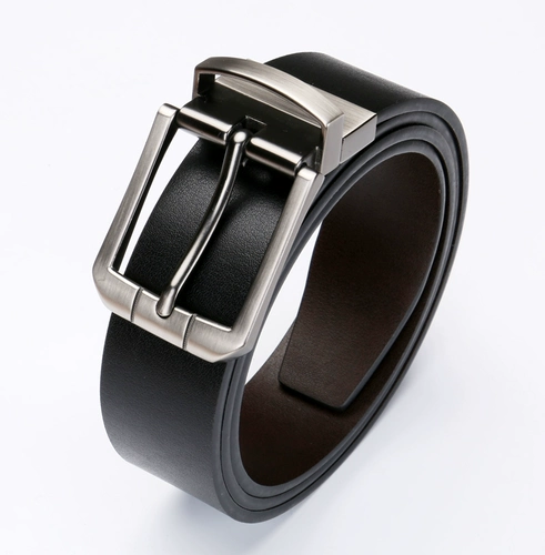 Двусторонний ремень, модные кожаные штаны, из натуральной кожи, простой и элегантный дизайн, в корейском стиле