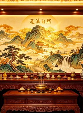 道法自然仙山贴画青绿水祥