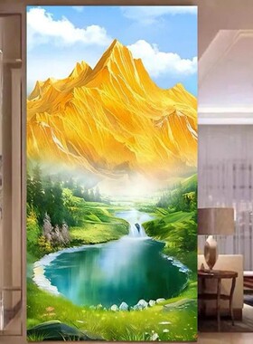新款玄关画入户正对门日照山自粘