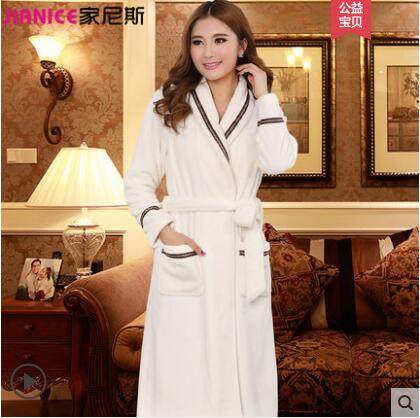 法兰绒男士情侣秋冬季浴袍式睡袍 家尼斯睡袍/浴袍