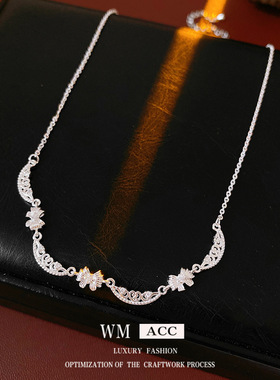 金属蝴蝶结可调节吊坠项链个性冷淡风锁骨链时尚百搭饰品女感